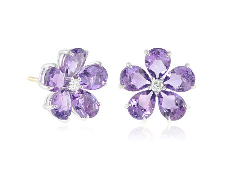 Forget-Me-Not Earrings in Amethyst & Diamonds Online Sale