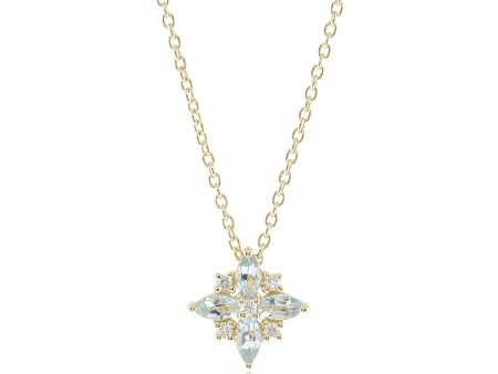 Aquamarine Star & Diamond Pendant Necklace Online Sale