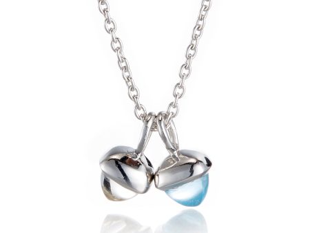 Swiss Blue Topaz & Quartz Double Pendant Necklace Fashion