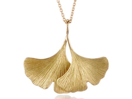 Double Ginkgo Leaf Pendant Necklace For Cheap