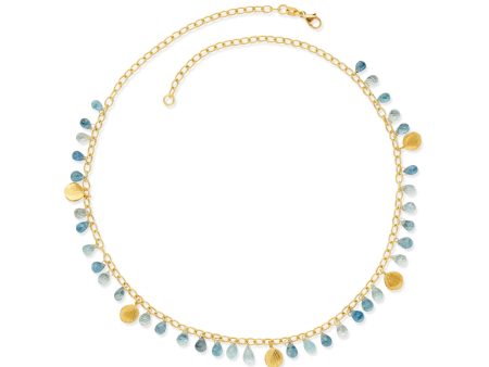 Aquamarine Briolette & Petal Necklace For Cheap