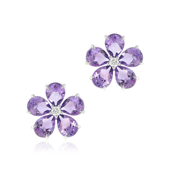 Forget-Me-Not Earrings in Amethyst & Diamonds Online Sale